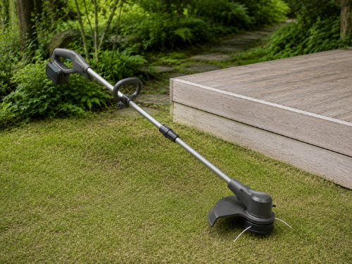 庭の草を刈る電動刈払い機