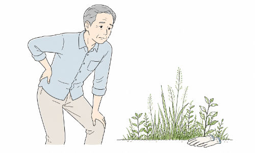 足腰の負担から草抜きに困っている男性