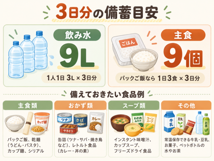3日分の備蓄目安