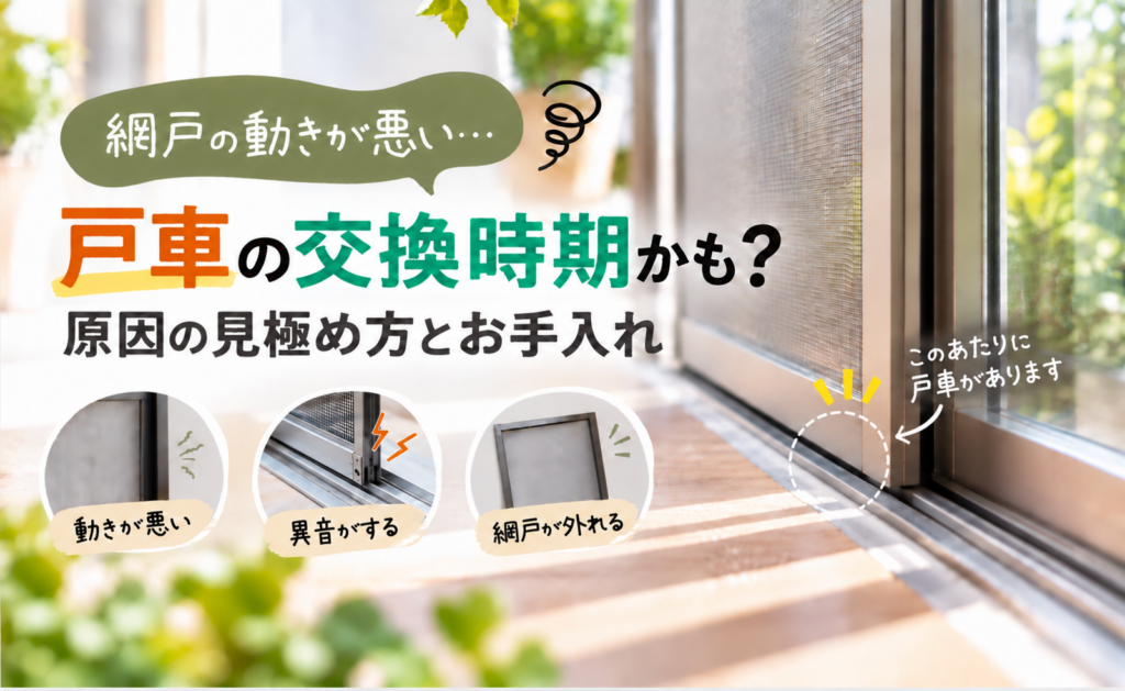 【網戸の動きが悪い】戸車の交換時期かも？原因の見極め方とお手入れ